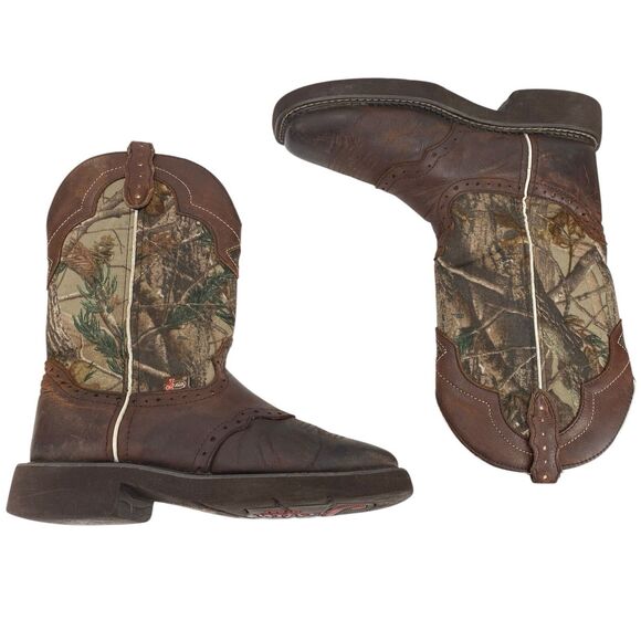 Justin Boots Gypsy Women’s Size 7B Leather Real Tree Camo Square Toe (HF12) - Picture 6 of 10
